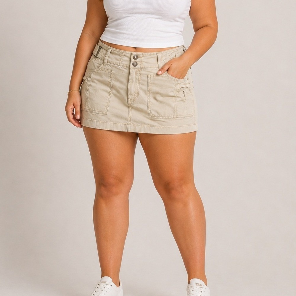 Abercrombie & Fitch Khaki Cotton Cargo Mini Skirt Tan Utility Low Rise Womens 10